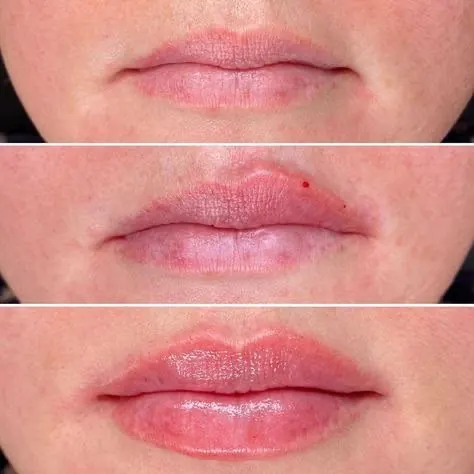 Antes e depois de preenchimento labial em Florianópolis — paciente da Dra. Matilde